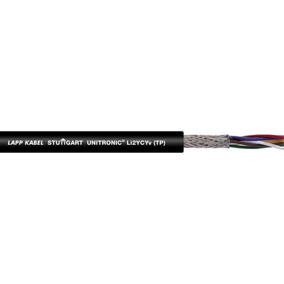 Lapp UNITRONIC Data Cable, 7 Cores, 0.22 mm², LiYCY, Unscreened, 100m, Black PVC Sheath