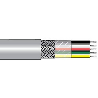 Alpha Wire M1105 Control Cable, 5 Cores, 0.25 mm², Screened, 1000ft, Grey PVC Sheath, 24 AWG