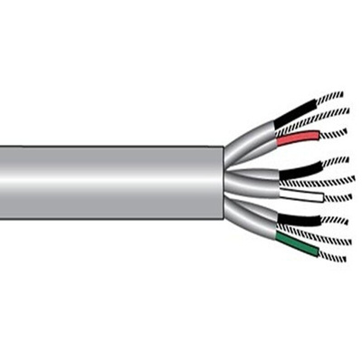 Alpha Wire 6054C Control Cable, 8 Cores, 0.34 mm², Screened, 100ft, Grey PVC Sheath, 22 AWG