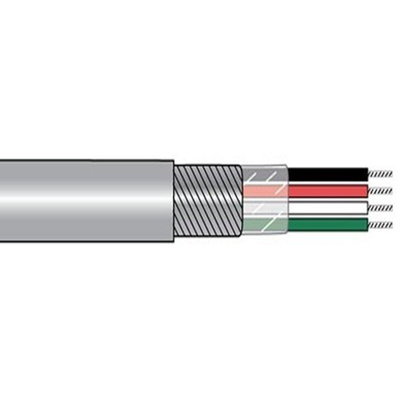 2254/4 Control Cable, 1 Cores, 0.25 mm², Screened, 500ft, Grey PVC Sheath, 24 AWG