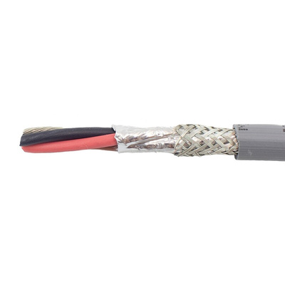 Alpha Wire EcoCable Control Cable, 3 Cores, 0.81 mm², ECO, Screened, 30m, Grey mPPE Sheath, 18 AWG