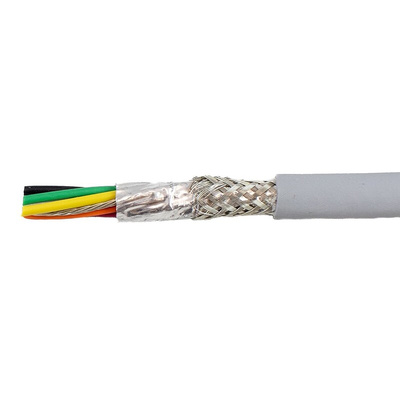 Alpha Wire EcoCable Mini Control Cable, 6 Cores, 0.38 mm², ECO, Screened, 30m, Grey mPPE Sheath, 22 AWG