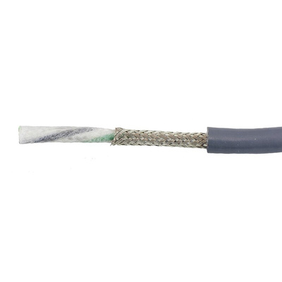 Alpha Wire EcoFlex PUR Control Cable, 2 Cores, 0.52 mm², ECO, Screened, 30m, Grey PUR Sheath, 20 AWG