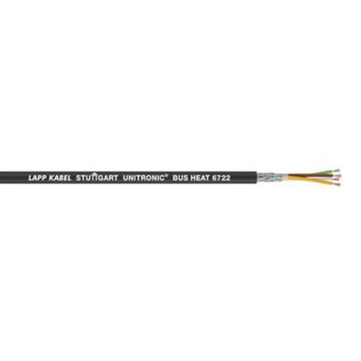 Lapp UNITRONIC BUS HEAT Data Cable, 4 Cores, 0.34 mm², Screened, 100m, Black PUR Sheath, 22 AWG
