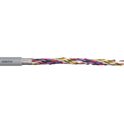 Igus chainflex CF211.PUR Data Cable, 12 Cores, 0.25 mm², Screened, 50m, Grey PUR Sheath, 24 AWG