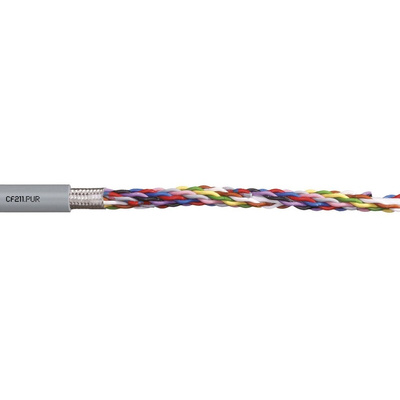 Igus chainflex CF211.PUR Data Cable, 28 Cores, 0.25 mm², Screened, 25m, Grey PUR Sheath, 24 AWG