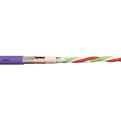 Igus chainflex CFBUS Data Cable, 4 Cores, 0.5 mm², Screened, 25m, Purple TPE Sheath, 20 AWG