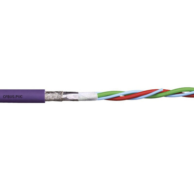 Igus chainflex CFBUS.PVC Data Cable, 8 Cores, 0.2 mm², Screened, 25m, Purple PVC Sheath, 24 AWG