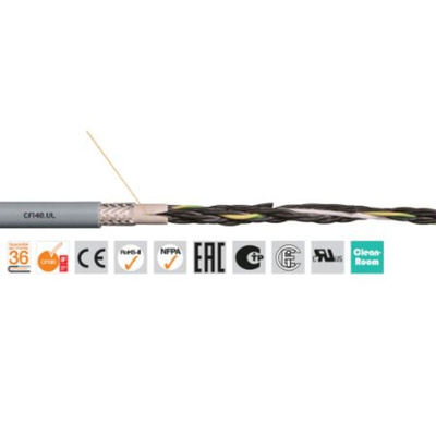 Igus chainflex CF140.UL Control Cable, 4 Cores, 2.5 mm², Screened, 50m, Grey PVC Sheath, 13 AWG