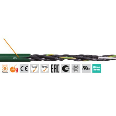 Igus chainflex CF5 Control Cable, 3 Cores, 0.5 mm², Unscreened, 50m, Green PVC Sheath, 20 AWG