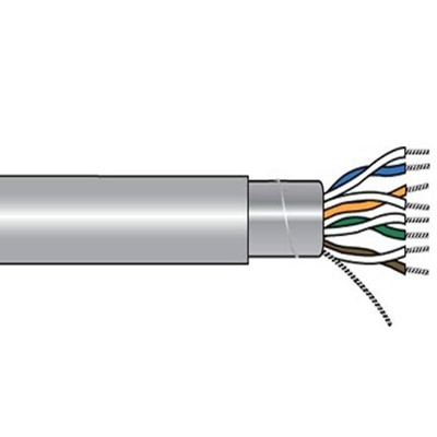 Alpha Wire 6084C Control Cable, 8 Cores, 0.25 mm², Screened, 100ft, Grey PVC Sheath, 24 AWG