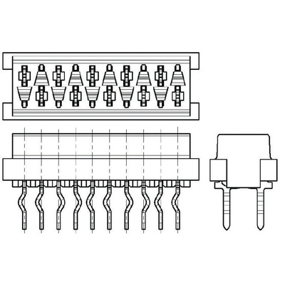 TE Connectivity, Micro-MaTch 2.54mm Pitch 16 Way 2 Row Straight PCB Socket, Through Hole, Solder Termination