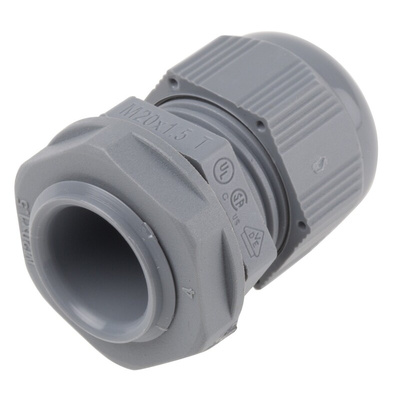 Alpha Wire FIT Series Grey Chloroprene Rubber (O-Ring/Seal), Polyamide Cable Gland, M20 Thread, 6mm Min, 12mm Max,