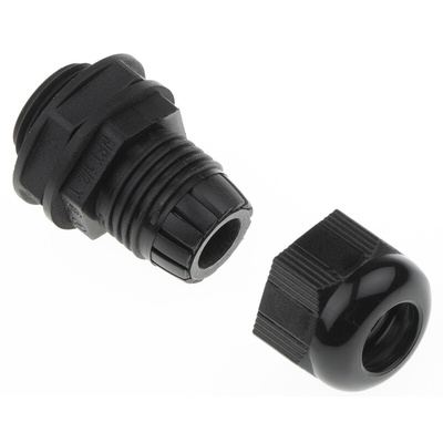 Alpha Wire FIT Series Black PA 6 Cable Gland, NPT 1/2in Thread, 6mm Min, 12mm Max, IP66, IP68