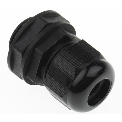 Alpha Wire FIT Series Black PA 6 Cable Gland, NPT 1/2in Thread, 6mm Min, 12mm Max, IP66, IP68