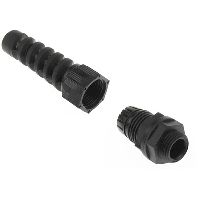 Alpha Wire FIT Series Black PA 6 Cable Gland, NPT 3/8in Thread, 5mm Min, 10mm Max, IP66, IP68