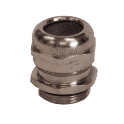 Capri NEWCAP MS Series Nickel Nickel Plated Brass Cable Gland, PG21 Thread, 10mm Min, 18mm Max, IP66, IP68