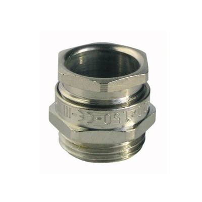 Capri ISOCAP Series Silver Nickel Plated Brass Cable Gland, M12 Thread, 3mm Min, 6mm Max, IP66