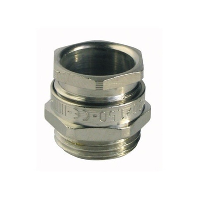 Capri ISOCAP Series Silver Nickel Plated Brass Cable Gland, M16 Thread, 5mm Min, 8.7mm Max, IP66