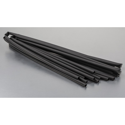 RS PRO Heat Shrink Tubing, Black 6.4mm Sleeve Dia. x 1.2m Length 2:1 Ratio