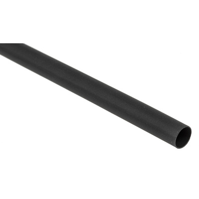 RS PRO Heat Shrink Tubing, Black 6.4mm Sleeve Dia. x 1.2m Length 2:1 Ratio