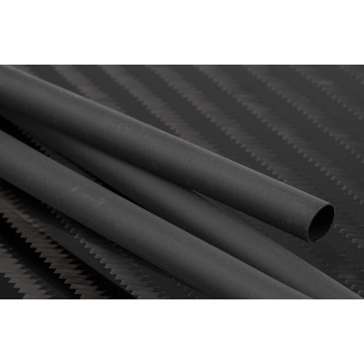 RS PRO Heat Shrink Tubing, Black 6.4mm Sleeve Dia. x 1.2m Length 2:1 Ratio