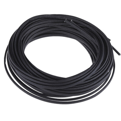 RS PRO Braided Acrylic Fibreglass Black Cable Sleeve, 2mm Diameter, 5m Length