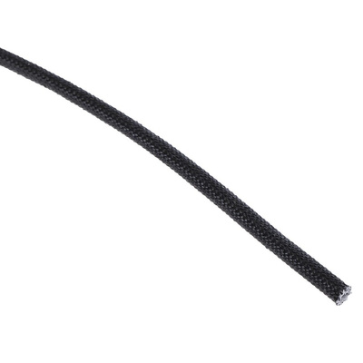 RS PRO Braided Acrylic Fibreglass Black Cable Sleeve, 2mm Diameter, 5m Length