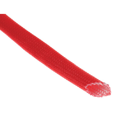 RS PRO Braided Acrylic Fibreglass Red Cable Sleeve, 4mm Diameter, 5m Length