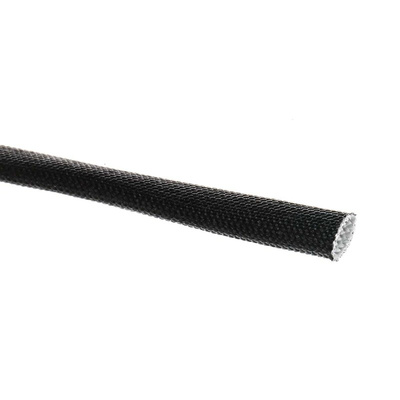 RS PRO Braided Acrylic Fibreglass Black Cable Sleeve, 4mm Diameter, 5m Length