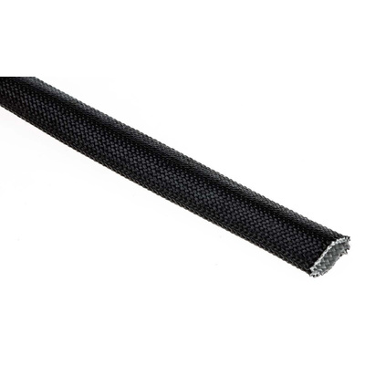 RS PRO Braided Acrylic Fibreglass Black Cable Sleeve, 6mm Diameter, 5m Length