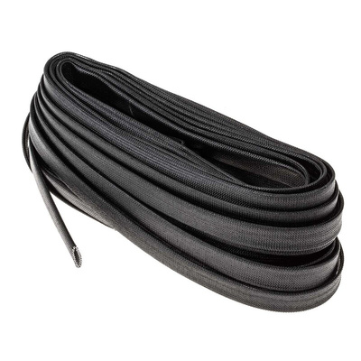 RS PRO Braided Acrylic Fibreglass Black Cable Sleeve, 6mm Diameter, 5m Length