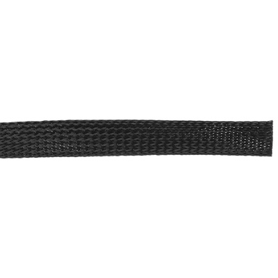 RS PRO Expandable Braided PET Black Cable Sleeve, 15mm Diameter, 5m Length