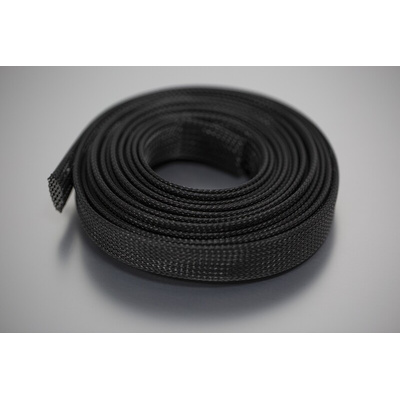 RS PRO Expandable Braided PET Black Cable Sleeve, 20mm Diameter, 5m Length