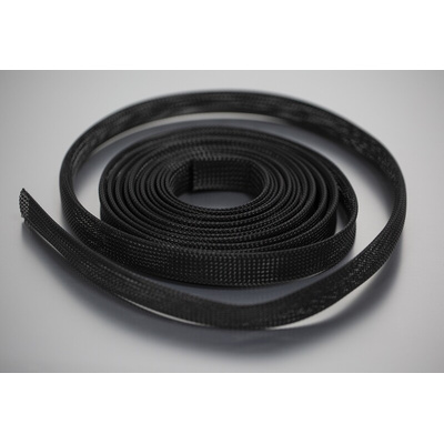 RS PRO Expandable Braided PET Black Cable Sleeve, 20mm Diameter, 5m Length