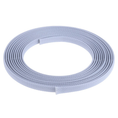 RS PRO Expandable Braided PET Grey Cable Sleeve, 10mm Diameter, 5m Length