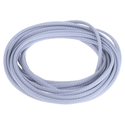 RS PRO Expandable Braided PET Grey Cable Sleeve, 5mm Diameter, 5m Length