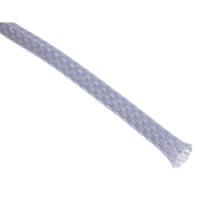 RS PRO Expandable Braided PET Grey Cable Sleeve, 5mm Diameter, 5m Length