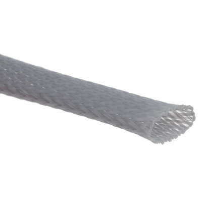 RS PRO Expandable Braided PET Grey Cable Sleeve, 15mm Diameter, 5m Length
