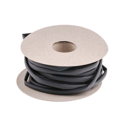 RS PRO Heat Shrink Tubing, Black 6.4mm Sleeve Dia. x 15m Length 2:1 Ratio