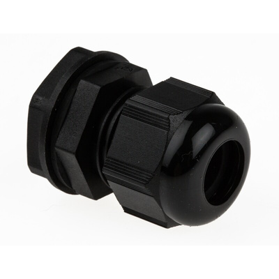 Alpha Wire FIT Series Black PA 6 Cable Gland, M20 Thread, 6mm Min, 12mm Max, IP66, IP68