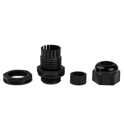 Alpha Wire FIT Series Black PA 6 Cable Gland, M20 Thread, 6mm Min, 12mm Max, IP66, IP68