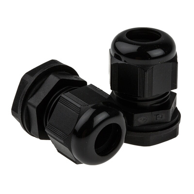 Alpha Wire FIT Series Black PA 6 Cable Gland, M20 Thread, 6mm Min, 12mm Max, IP66, IP68