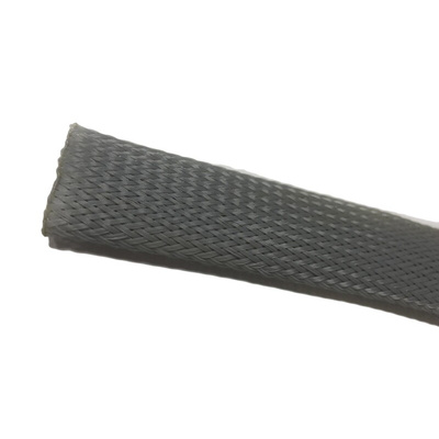 RS PRO Expandable Braided PET Grey Cable Sleeve, 15mm Diameter, 15m Length