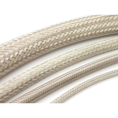 RS PRO Expandable Braided Nickel Plated Copper Cable Sleeve, 20mm Diameter, 10m Length