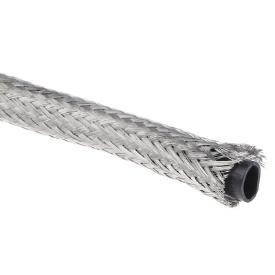 TE Connectivity Expandable Braided Copper Silver Cable Sleeve, 10mm Diameter, 10m Length, RayBraid Series