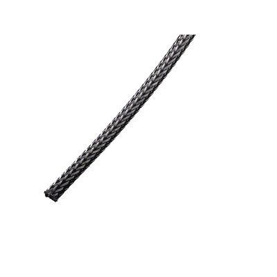 RS PRO Expandable Braided PET Black Cable Sleeve, 6mm Diameter, 100m Length