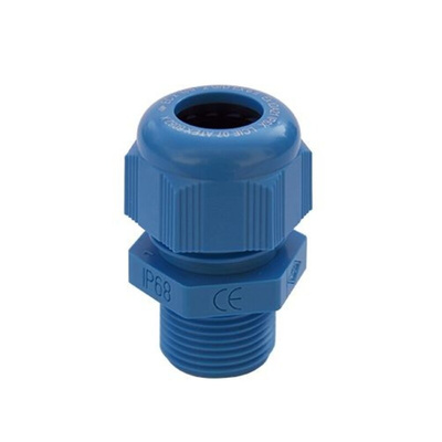 SIB SIB-TEC Series Blue Polyamide Cable Gland, NPT 3/4in Thread, 12mm Min, 18mm Max, IP68