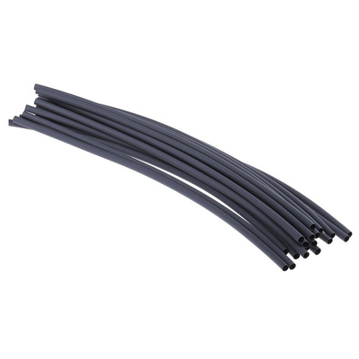 RS PRO Heat Shrink Tubing, Black 4.8mm Sleeve Dia. x 300mm Length 2:1 Ratio