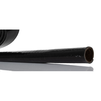 RS PRO Expandable Braided Silicone Rubber Glass Black Cable Sleeve, 16mm Diameter, 1m Length